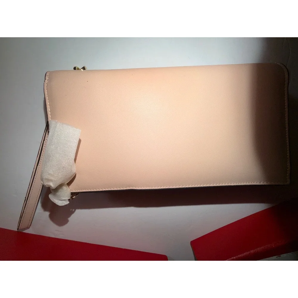 Cnoles Pink Genuine Leather Large Capacity Wristlet Bifold Wallet Clutch Purse